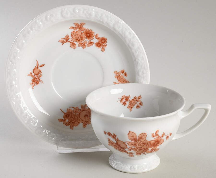 Monticello Orange Footed Cup & Saucer Set by Rosenthal - Continental-1