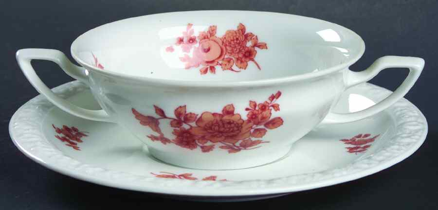 Monticello Orange Flat Cream Soup Bowl & Saucer Set by Rosenthal - Continental-1