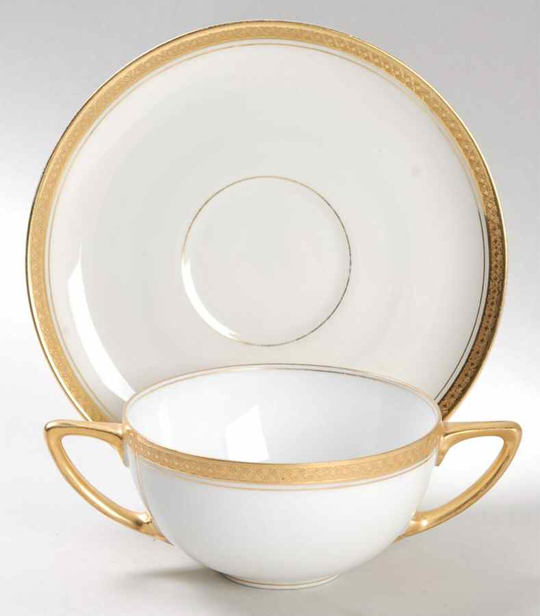 Monacco White Flat Bouillon Cup & Saucer by Rosenthal - Continental-1