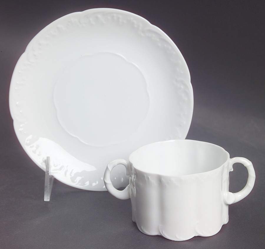 Monbijou (All White) Flat Bouillon Cup & Saucer by Rosenthal - Continental-1