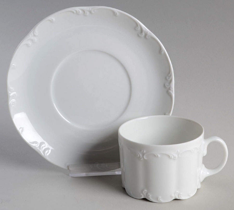 Monbijou (All White) Flat Cup & Saucer Set by Rosenthal - Continental-1