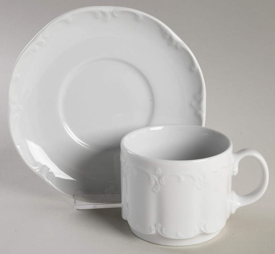 Monbijou (All White) Flat Cup & Saucer Set by Rosenthal - Continental-1