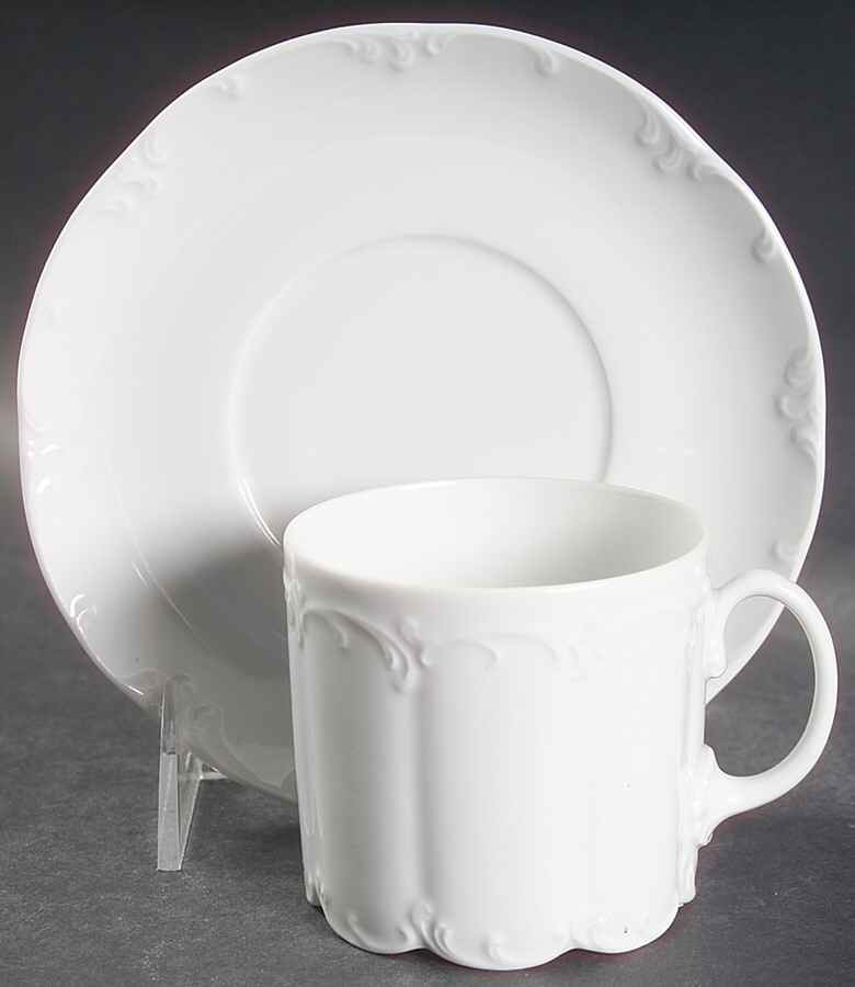 Monbijou (All White) Flat Cup & Saucer Set by Rosenthal - Continental-1