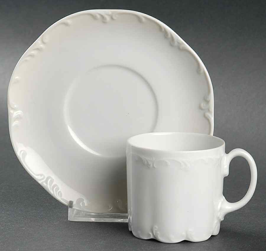 Monbijou (All White) Flat Demitasse Cup & Saucer Set by Rosenthal - Continental-1