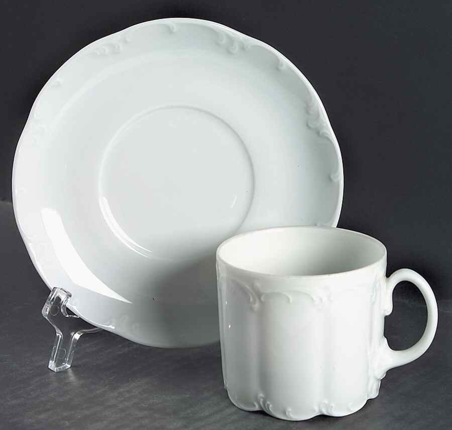 Monbijou (All White) Flat Cup & Saucer Set by Rosenthal - Continental-1