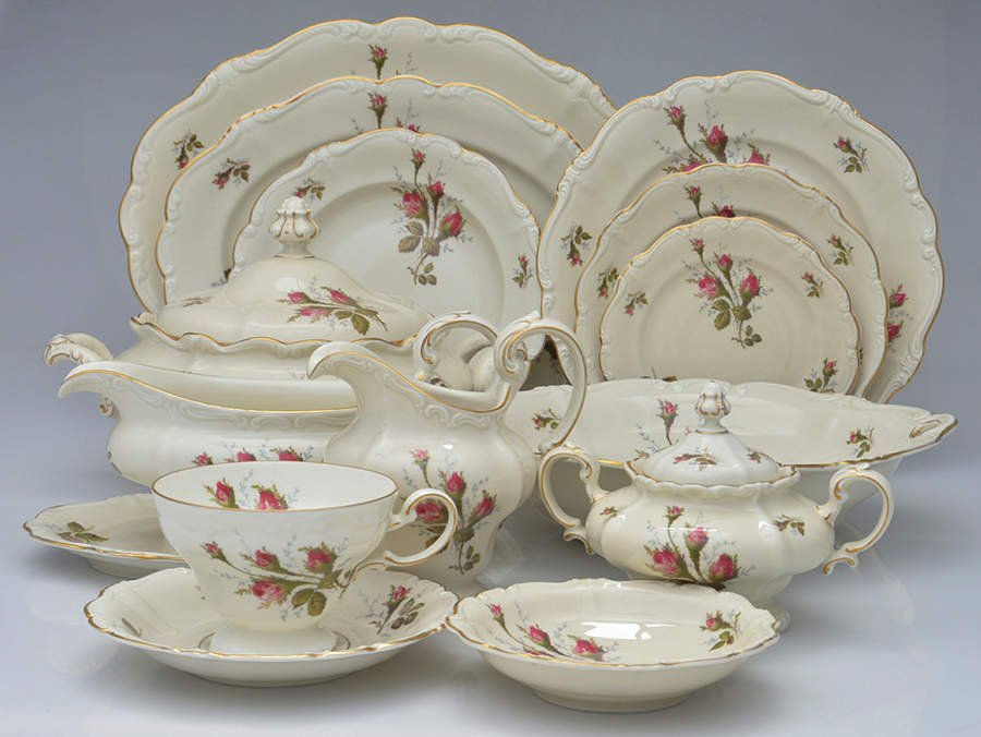Moss Rose (Pompadour, Ivory Body, Off Center) 65 Piece Estate Set by Rosenthal - Continental-1