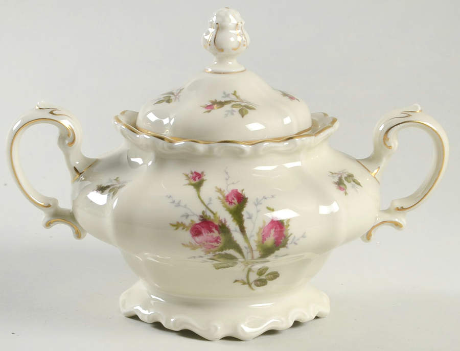 Moss Rose (Pompadour, Ivory Body, Off Center) Sugar Bowl & Lid by Rosenthal - Continental-1