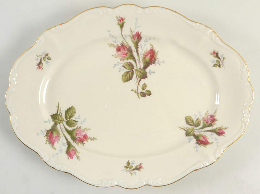Moss Rose (Pompadour, Ivory Body, Off Center) 13" Oval Serving Platter by Rosenthal - Continental-1