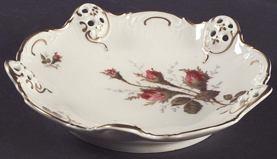 Moss Rose (Pompadour, Ivory Body, Off Center) Pierced Bon Bon by Rosenthal - Continental-1