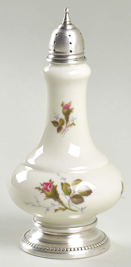 Moss Rose (Pompadour, Ivory Body, Off Center) Pepper Shaker w/Sterling Lid & Base by Rosenthal - Continental-1
