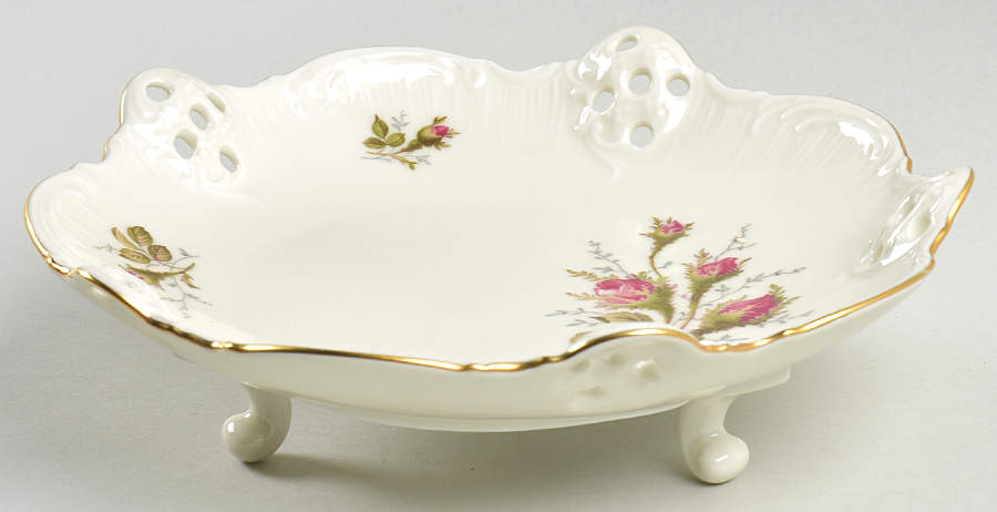 Moss Rose (Pompadour, Ivory Body, Off Center) Pierced 3 Toed Bon Bon by Rosenthal - Continental-1