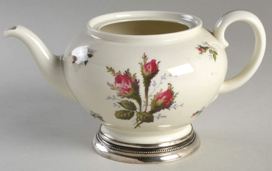 Moss Rose (Pompadour, Ivory Body, Off Center) Sterling Base Teapot No Lid by Rosenthal - Continental-1