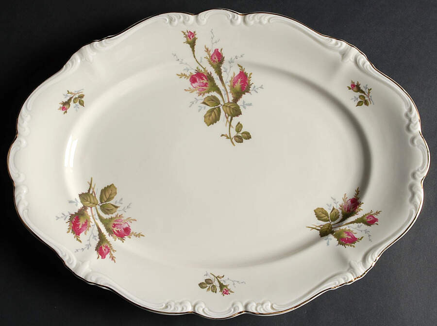 Moss Rose (Pompadour, Ivory Body, Off Center) 14" Oval Serving Platter by Rosenthal - Continental-1