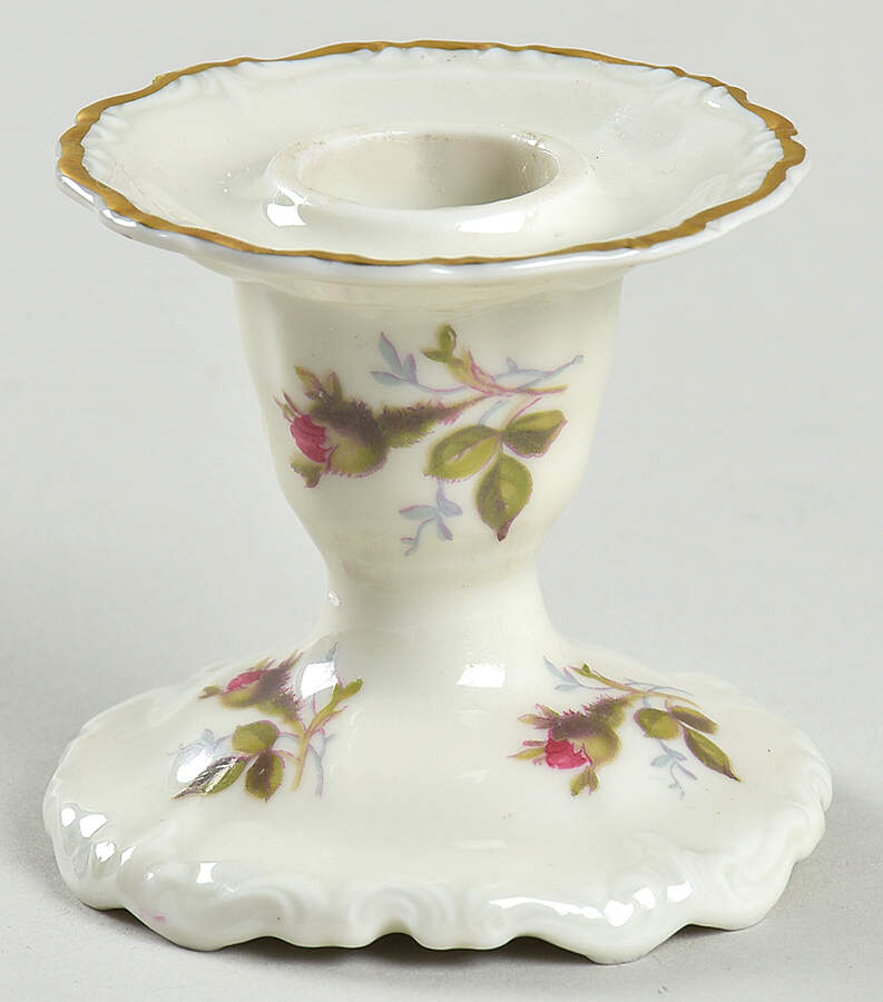 Moss Rose (Pompadour, Ivory Body, Off Center) Single Light Candlestick by Rosenthal - Continental-1