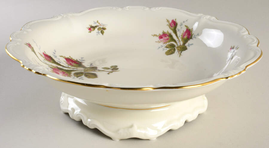 Moss Rose (Pompadour, Ivory Body, Off Center) 10" Footed Bowl by Rosenthal - Continental-1