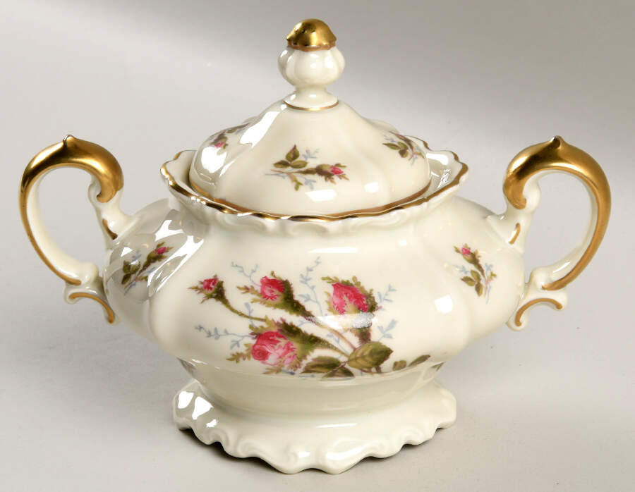 Moss Rose (Pompadour, Ivory Body, Off Center) Sugar Bowl & Lid by Rosenthal - Continental-1
