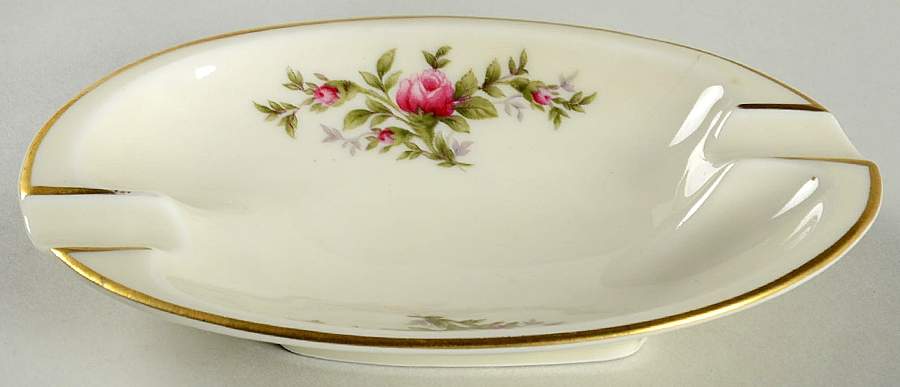 Moss Rose (Pompadour, Ivory Body, Off Center) 5" Oval Ashtray by Rosenthal - Continental-1