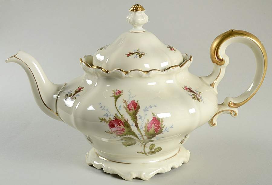 Moss Rose (Pompadour, Ivory Body, Off Center) Teapot & Lid by Rosenthal - Continental-1