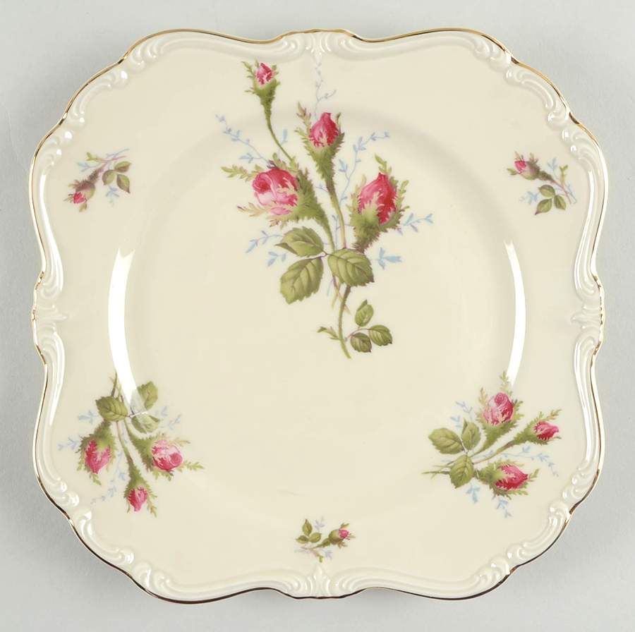 Moss Rose (Pompadour, Ivory Body, Off Center) Square Salad Plate by Rosenthal - Continental-1