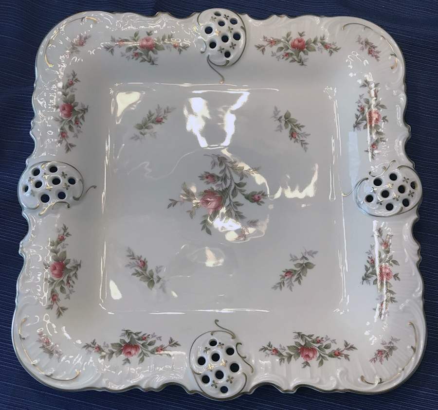 Moss Rose (Pompadour, Ivory Body, Off Center) 13" Square Serving Platter by Rosenthal - Continental-1