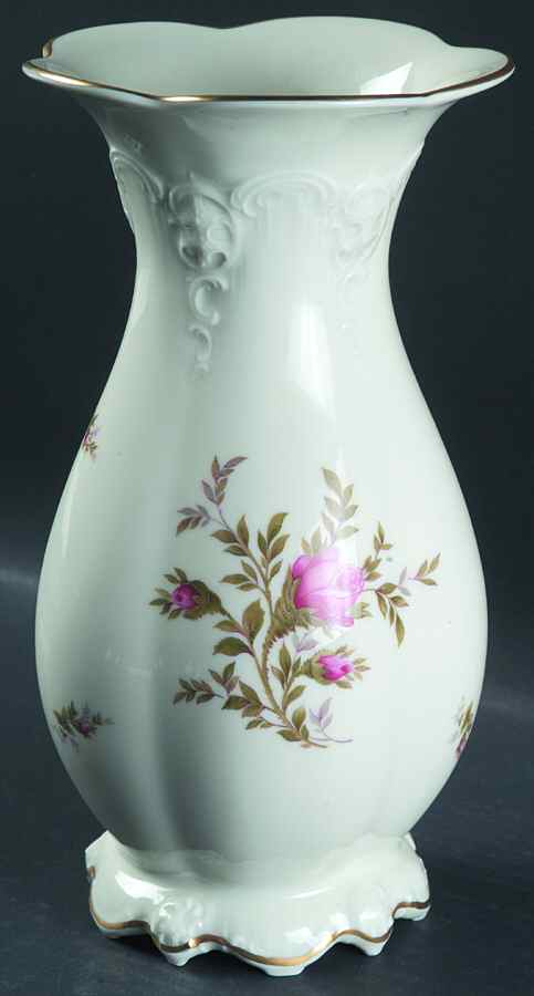 Moss Rose (Pompadour, Ivory Body, Off Center) 9" Vase by Rosenthal - Continental-1