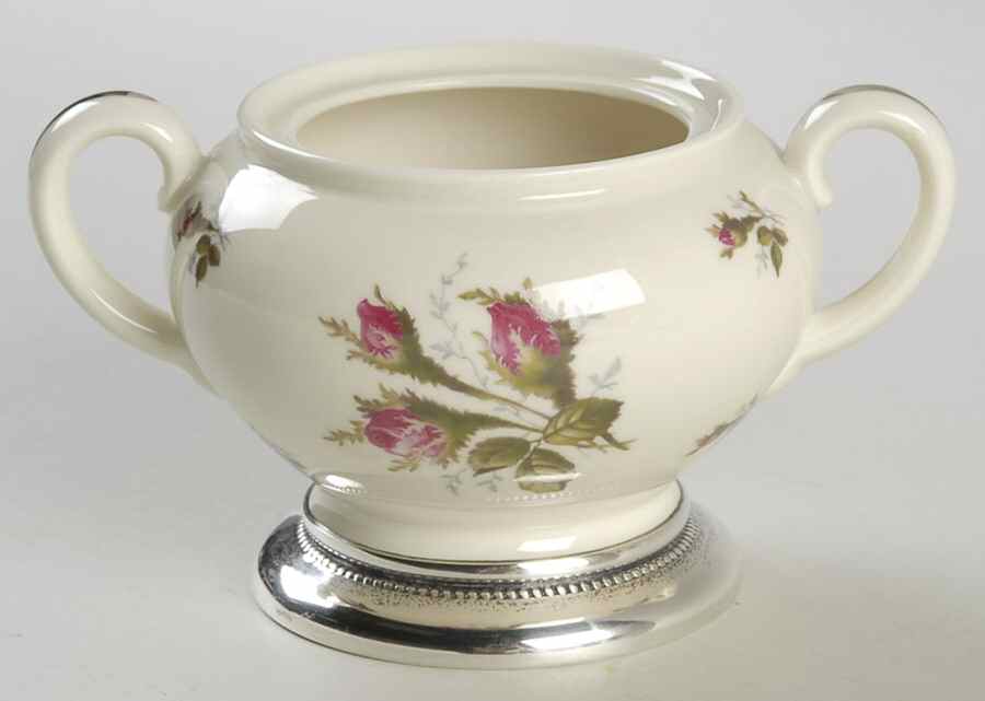 Moss Rose (Pompadour, Ivory Body, Off Center) Sterling Base Sugar Bowl No Lid by Rosenthal - Continental-1