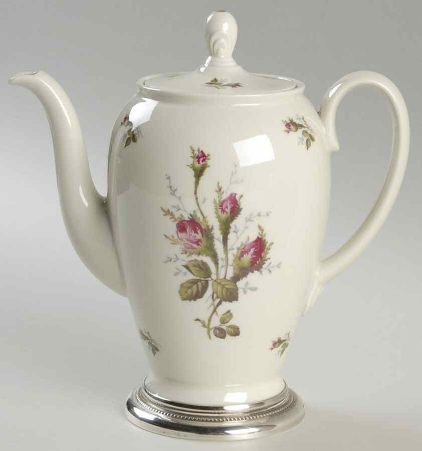 Moss Rose (Pompadour, Ivory Body, Off Center) Mini Coffee Pot & Lid W/Sterling Base by Rosenthal - Continental-1