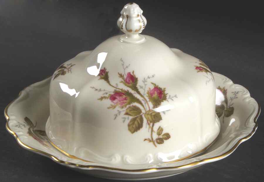 Moss Rose (Pompadour, Ivory Body, Off Center) Round Covered Butter by Rosenthal - Continental-1