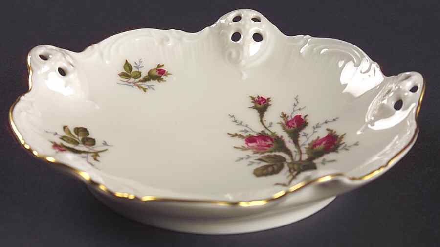 Moss Rose (Pompadour, Ivory Body, Off Center) Pierced Bon Bon by Rosenthal - Continental-1