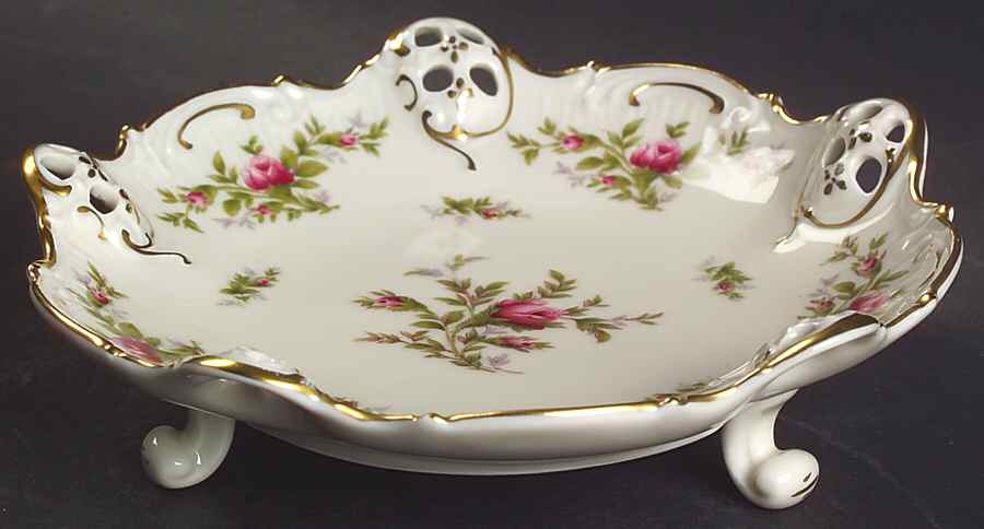 Moss Rose (Pompadour, Ivory Body, Off Center) Pierced 3 Toed Bon Bon by Rosenthal - Continental-1