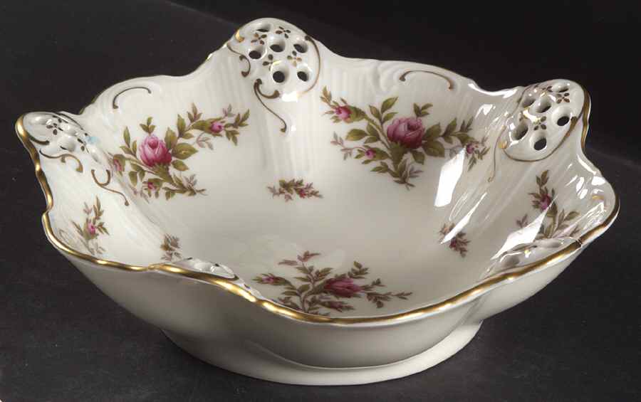 Moss Rose (Pompadour, Ivory Body, Off Center) Large Pierced Candy Dish by Rosenthal - Continental-1