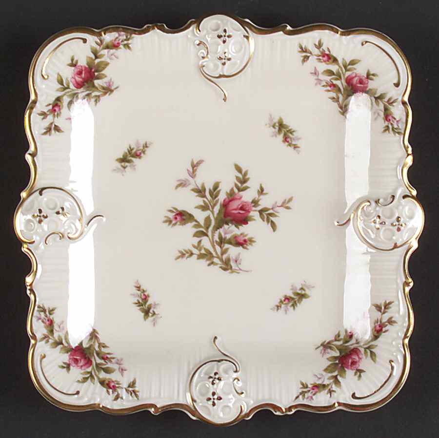 Moss Rose (Pompadour, Ivory Body, Off Center) 6" Square Tray by Rosenthal - Continental-1
