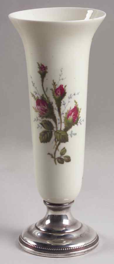 Moss Rose (Pompadour, Ivory Body, Off Center) 8" Sterling Base Vase by Rosenthal - Continental-1