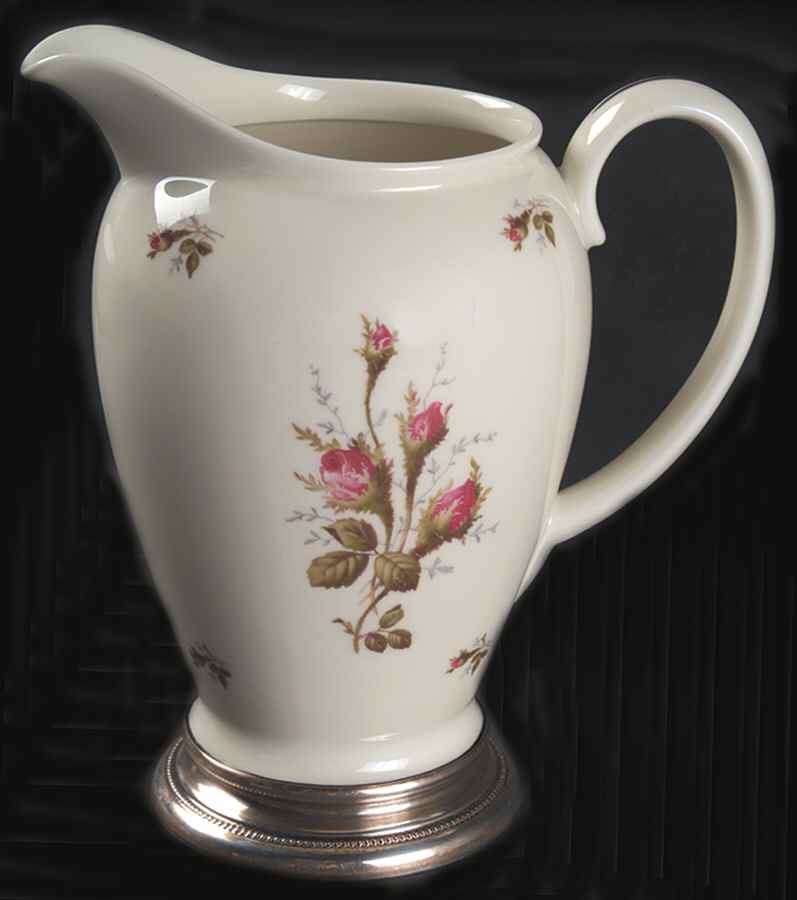 Moss Rose (Pompadour, Ivory Body, Off Center) 40 Oz Pitcher with Sterling Base by Rosenthal - Continental-1