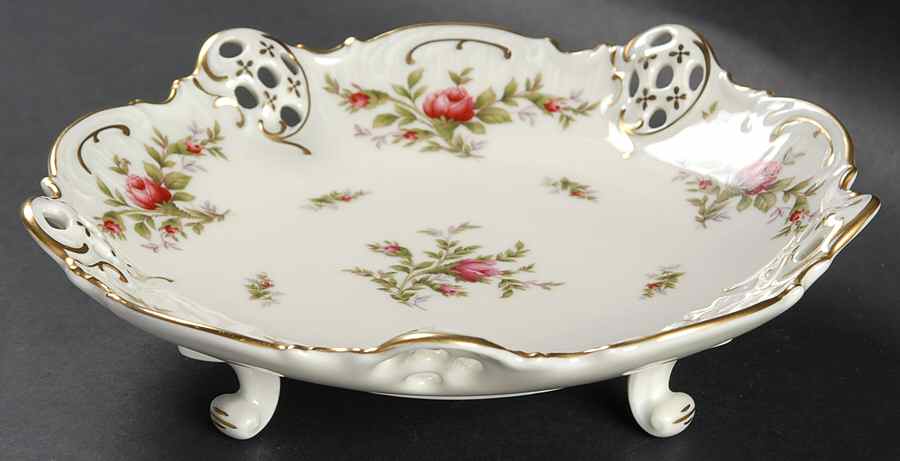 Moss Rose (Pompadour, Ivory Body, Off Center) Pierced 3 Toed Bon Bon by Rosenthal - Continental-1