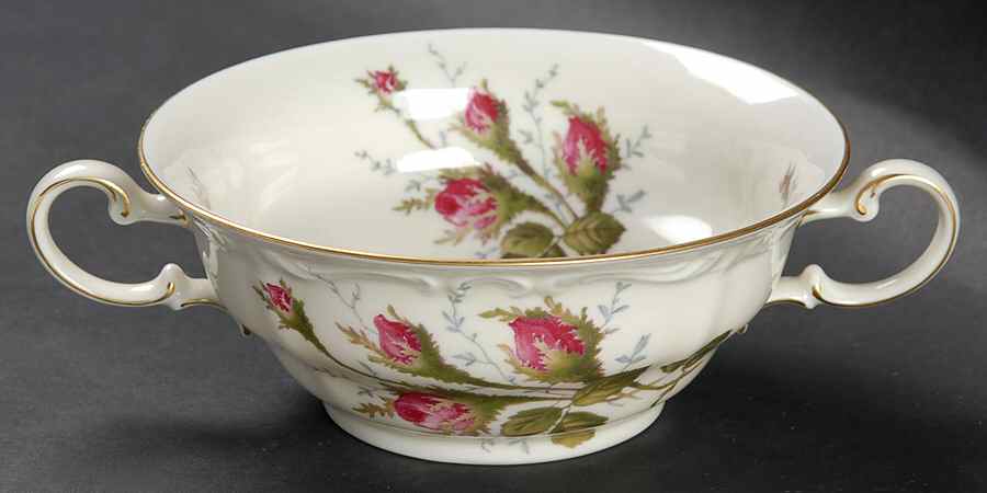 Moss Rose (Pompadour, Ivory Body, Off Center) Footed Cream Soup Bowl by Rosenthal - Continental-1
