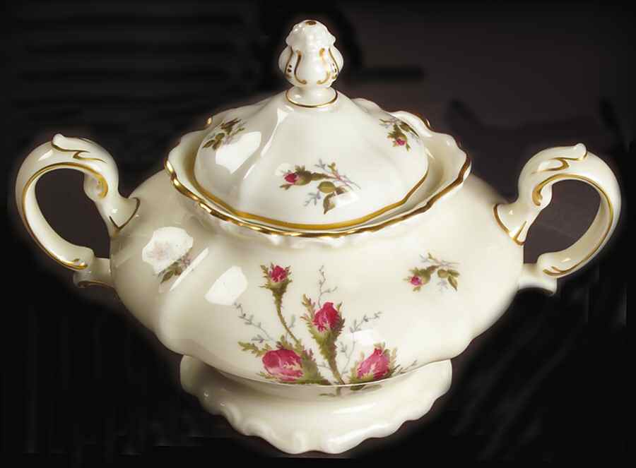 Moss Rose (Pompadour, Ivory Body, Off Center) Sugar Bowl & Lid by Rosenthal - Continental-1
