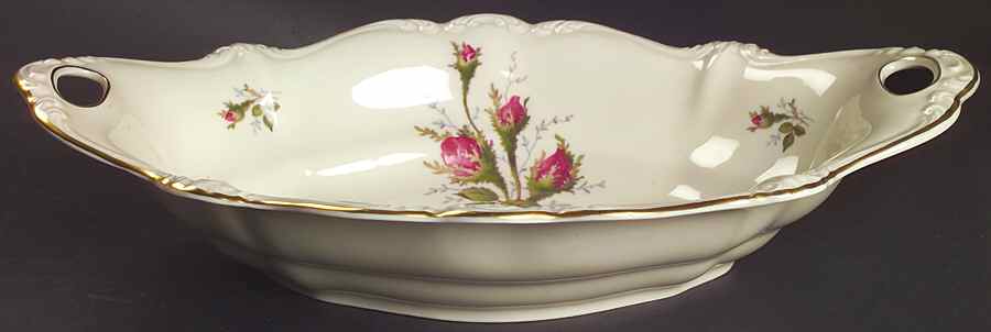 Moss Rose (Pompadour, Ivory Body, Off Center) 13" Oval Vegetable Bowl by Rosenthal - Continental-1