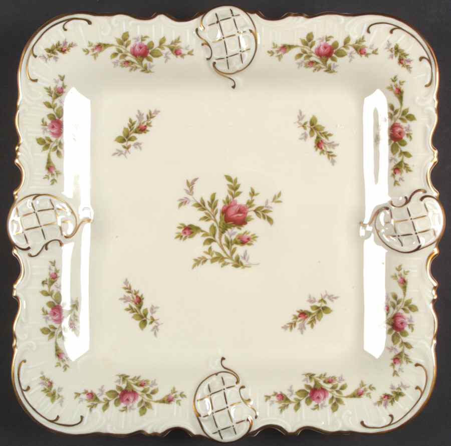 Moss Rose (Pompadour, Ivory Body, Off Center) 13" Square Serving Platter by Rosenthal - Continental-1