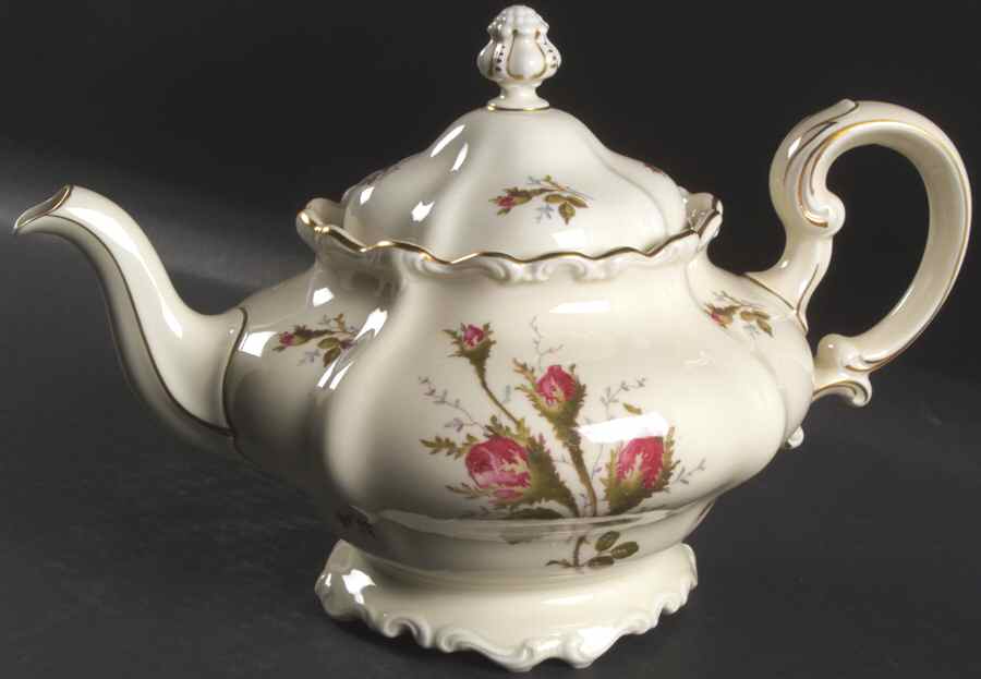 Moss Rose (Pompadour, Ivory Body, Off Center) Teapot & Lid by Rosenthal - Continental-1