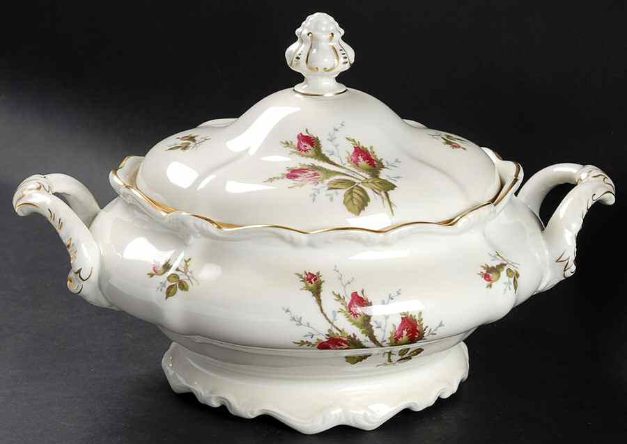 Moss Rose (Pompadour, Ivory Body, Off Center) Round Covered Vegetable by Rosenthal - Continental-1