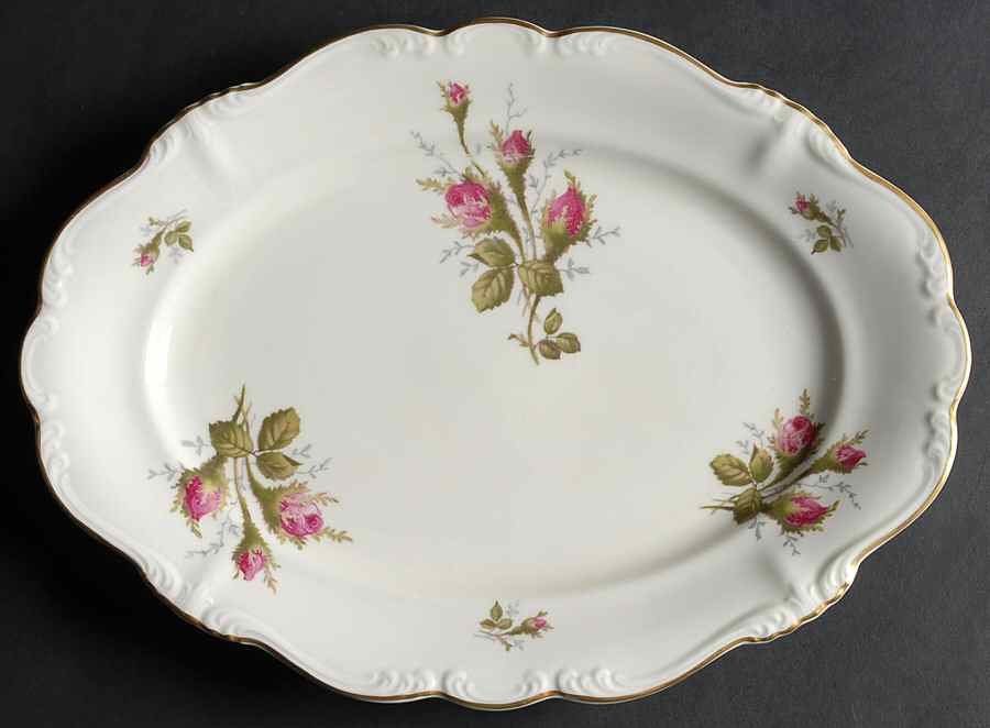 Moss Rose (Pompadour, Ivory Body, Off Center) 11" Oval Serving Platter by Rosenthal - Continental-1