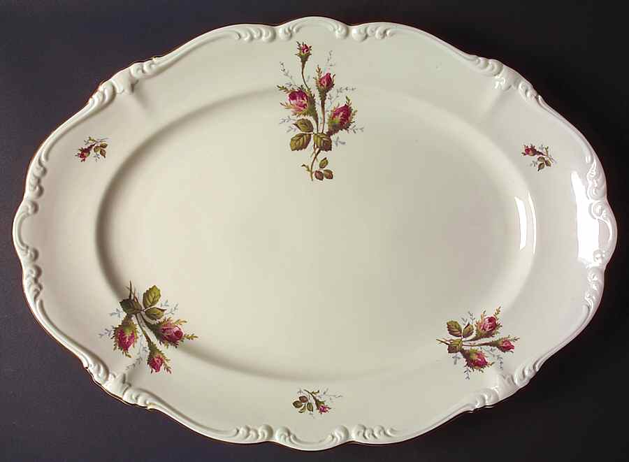 Moss Rose (Pompadour, Ivory Body, Off Center) 19" Oval Serving Platter by Rosenthal - Continental-1