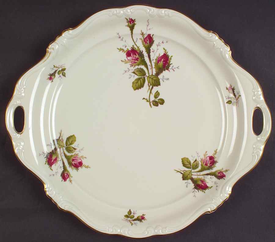 Moss Rose (Pompadour, Ivory Body, Off Center) Handled Cake Plate by Rosenthal - Continental-1