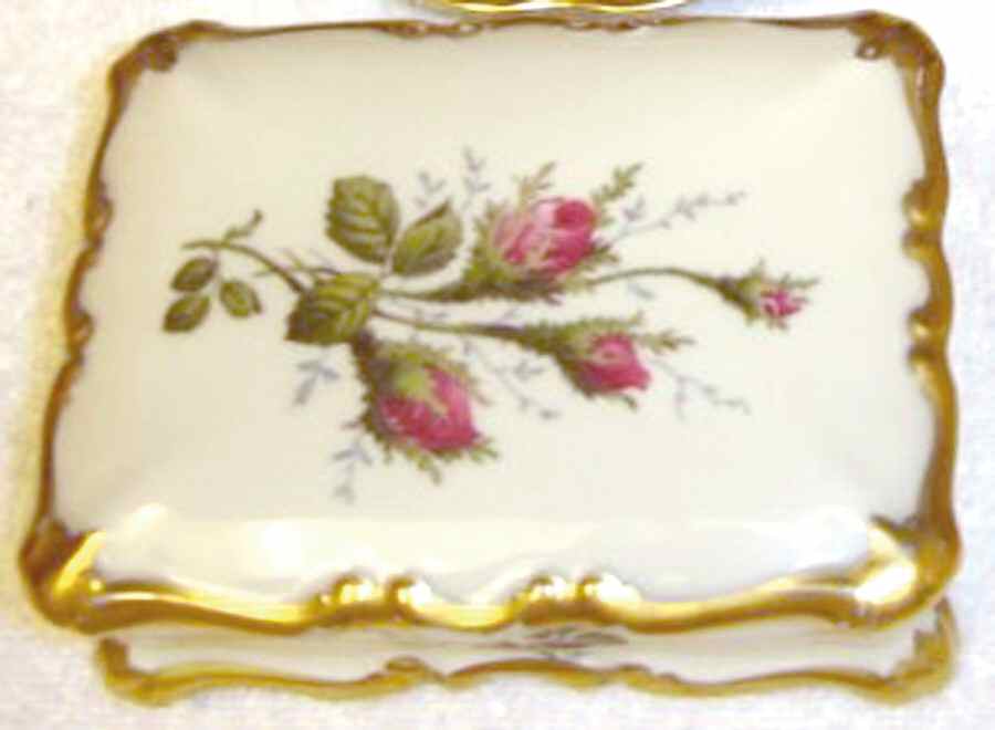 Moss Rose (Pompadour, Ivory Body, Off Center) Cigarette Box & Lid by Rosenthal - Continental-1