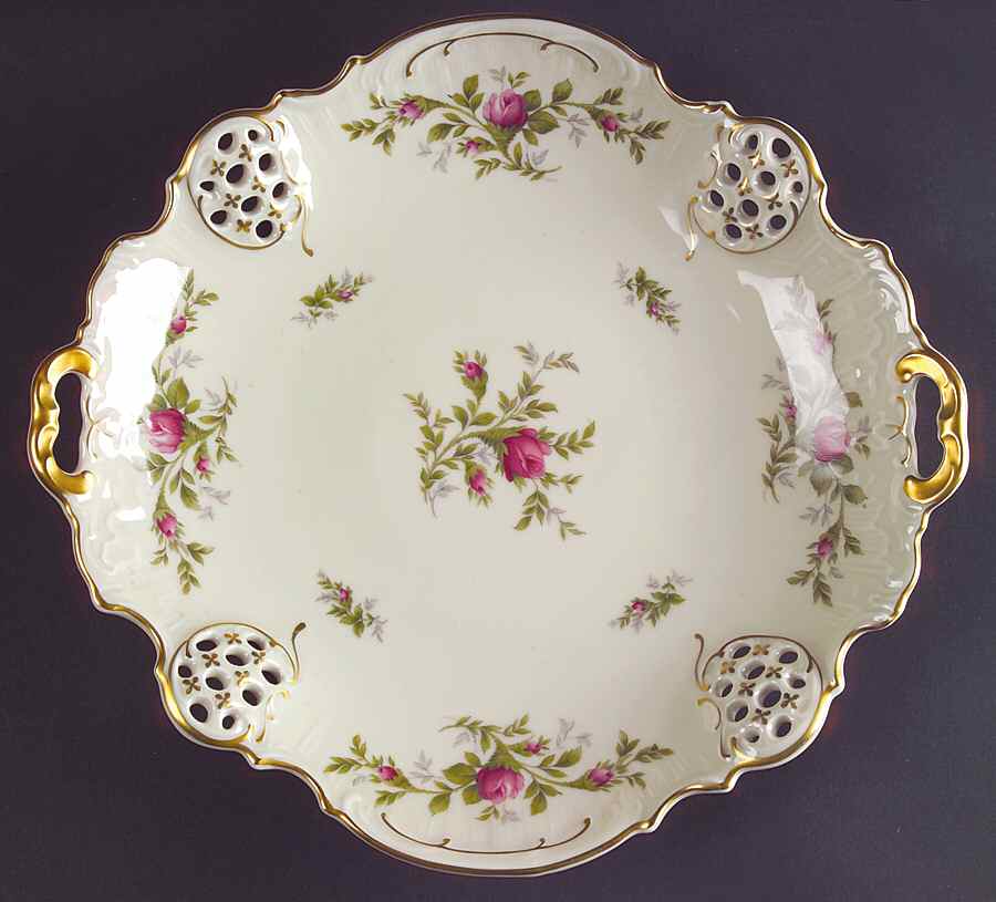 Moss Rose (Pompadour, Ivory Body, Off Center) Handled Cake Plate by Rosenthal - Continental-1