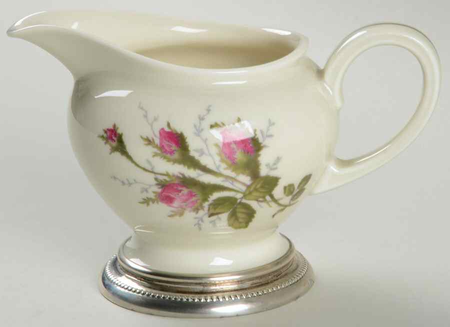 Moss Rose (Pompadour, Ivory Body, Off Center) Sterling Base Creamer by Rosenthal - Continental-1