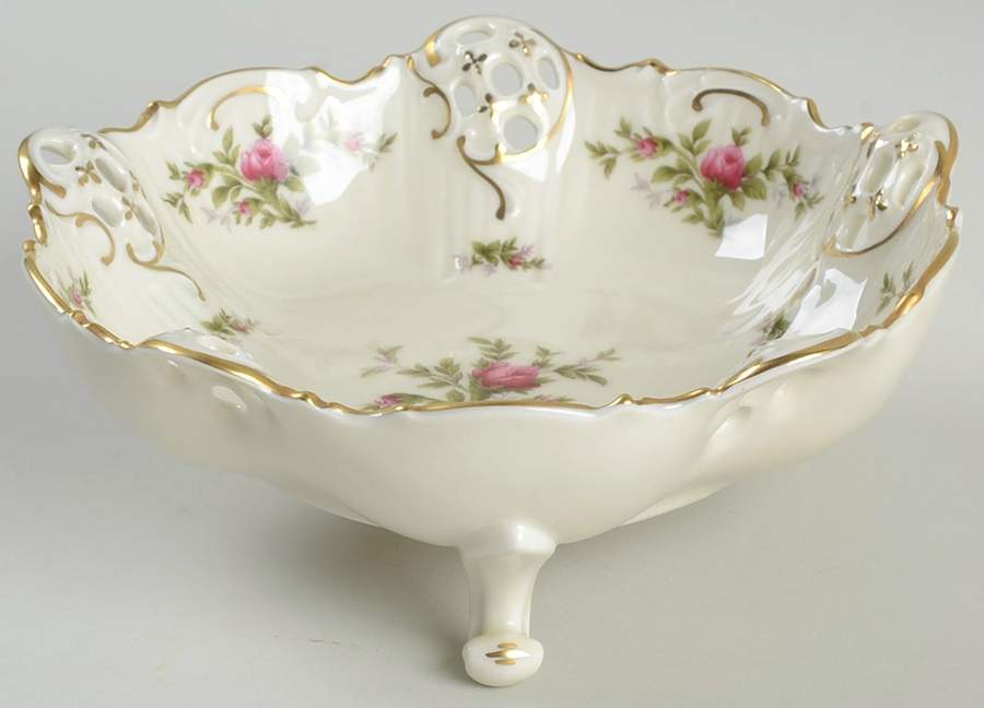 Moss Rose (Pompadour, Ivory Body, Off Center) Pierced 3 Toed Bon Bon by Rosenthal - Continental-1