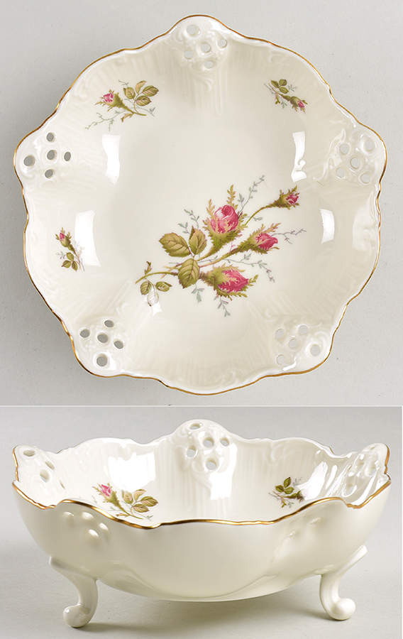 Moss Rose (Sans Souci, Ivory) Pierced 3 Toed Bon Bon by Rosenthal - Continental-1