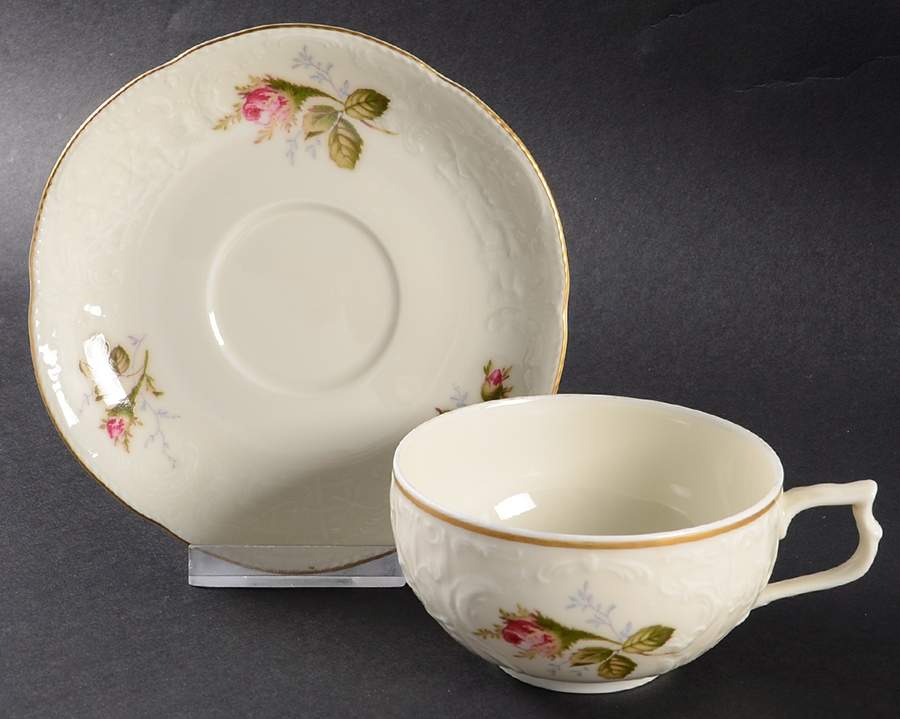 Moss Rose (Sans Souci, Ivory) Flat Cup & Saucer Set by Rosenthal - Continental-1